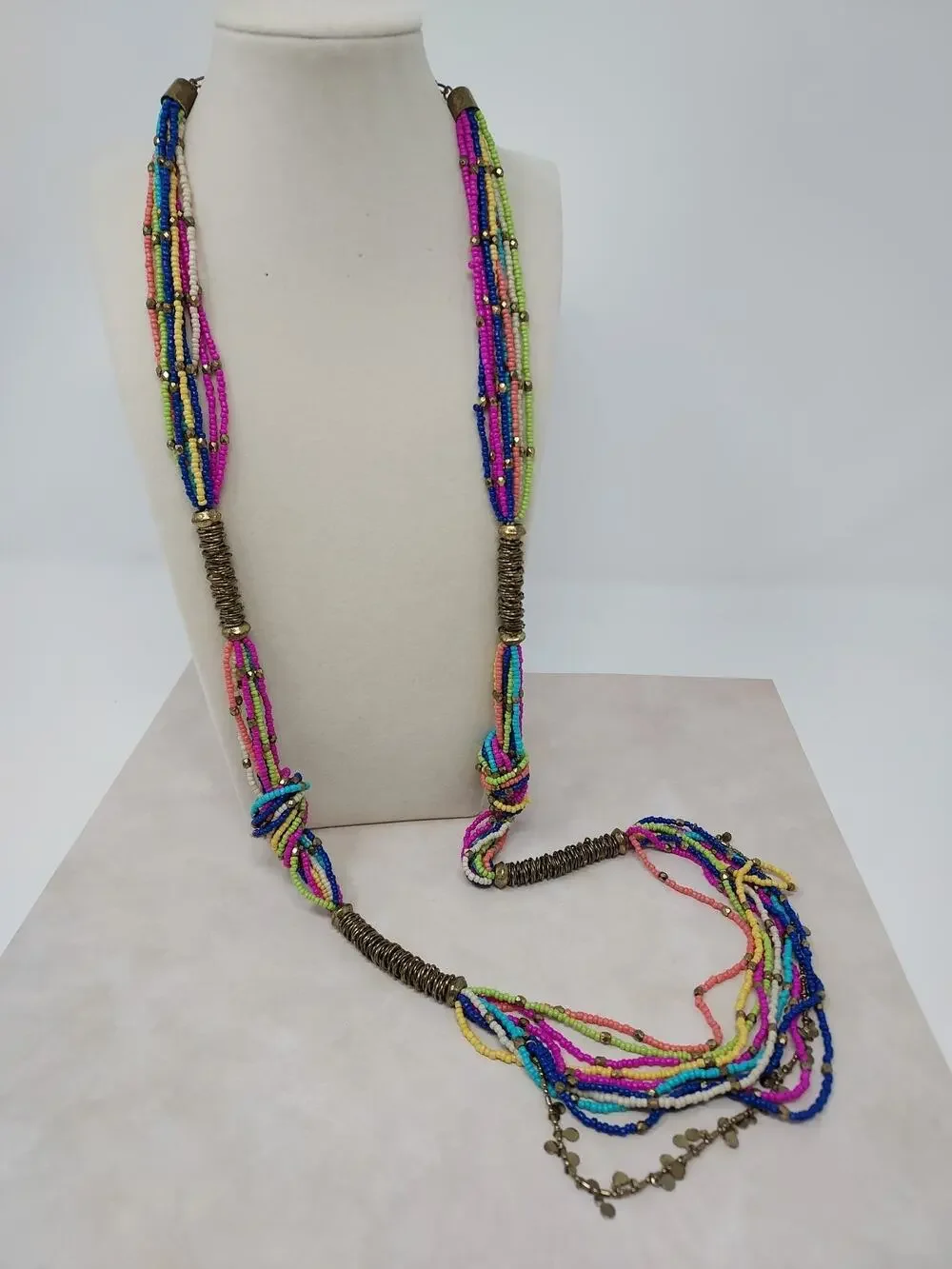 Colorful Seed Bead Metal Coil Necklace Party 40
